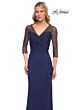 La Femme 30028 Illusion Sleeves Ruched Dress