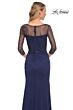 La Femme 30028 Illusion Sleeves Ruched Dress