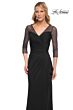 La Femme 30028 Illusion Sleeves Ruched Dress