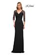 La Femme 30028 Illusion Sleeves Ruched Dress