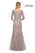 La Femme 30044 Sheer Sleeves Beaded Lace Dress