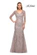 La Femme 30044 Sheer Sleeves Beaded Lace Dress