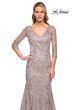 La Femme 30044 Sheer Sleeves Beaded Lace Dress