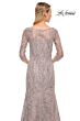 La Femme 30044 Sheer Sleeves Beaded Lace Dress