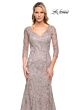 La Femme 30044 Sheer Sleeves Beaded Lace Dress