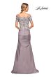 La Femme 30045 Lace Bodice Ruched Skirt Dress