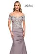 La Femme 30045 Lace Bodice Ruched Skirt Dress