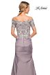 La Femme 30045 Lace Bodice Ruched Skirt Dress