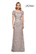 La Femme 30053 Scoop Neckline Beaded Lace Dress