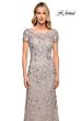La Femme 30053 Scoop Neckline Beaded Lace Dress