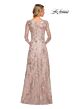 La Femme 30054 Portrait Neckline Metallic Lace Dress