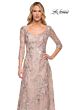 La Femme 30054 Portrait Neckline Metallic Lace Dress