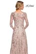 La Femme 30054 Portrait Neckline Metallic Lace Dress