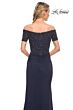 La Femme 30057 Beaded Sleeves Ruched Dress