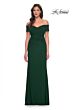 La Femme 30057 Beaded Sleeves Ruched Dress
