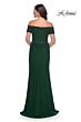 La Femme 30057 Beaded Sleeves Ruched Dress