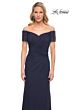 La Femme 30057 Beaded Sleeves Ruched Dress