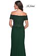 La Femme 30057 Beaded Sleeves Ruched Dress