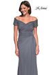 La Femme 30057 Beaded Sleeves Ruched Dress