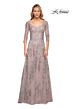 La Femme 30078 Queen Anne Neckline Beaded Lace Dress