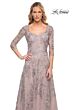 La Femme 30078 Queen Anne Neckline Beaded Lace Dress