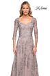 La Femme 30078 Queen Anne Neckline Beaded Lace Dress