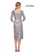 La Femme 30097 Scoop Neck Metallic Lace Dress