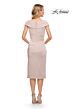 La Femme 30110 Portrait Neckline Ruched Dress