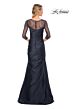 La Femme 30138 Illusion Sleeves Ruched Dress