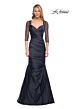 La Femme 30138 Illusion Sleeves Ruched Dress