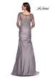 La Femme 30162 Lace Bodice Draped Skirt Dress