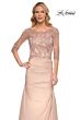 La Femme 30162 Lace Bodice Draped Skirt Dress