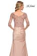 La Femme 30162 Lace Bodice Draped Skirt Dress