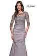 La Femme 30162 Lace Bodice Draped Skirt Dress