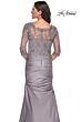 La Femme 30162 Lace Bodice Draped Skirt Dress