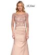 La Femme 30162 Lace Bodice Draped Skirt Dress