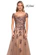 La Femme 30197 Scoop Neckline Floral Appliques Dress