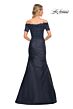 La Femme 30199 Lace Back Pleated Dress