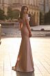 La Femme 30199 Lace Back Pleated Dress