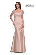 La Femme 30199 Lace Back Pleated Dress
