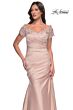 La Femme 30199 Lace Back Pleated Dress