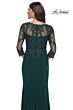 La Femme 30384 Lace Back Sheer Sleeves Dress