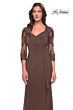 La Femme 30384 Lace Back Sheer Sleeves Dress