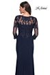 La Femme 30384 Lace Back Sheer Sleeves Dress