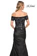 La Femme 30404 Floral Bodice Draped Skirt Dress