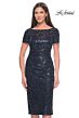 La Femme 30043 Short Sleeve Illusion Neck Dress