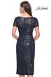 La Femme 30043 Short Sleeve Illusion Neck Dress