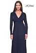 La Femme 30048 Sheer Long Sleeve V-Neck Dress