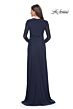 La Femme 30048 Sheer Long Sleeve V-Neck Dress