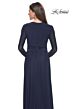 La Femme 30048 Sheer Long Sleeve V-Neck Dress